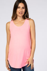 Neon Pink Basic Sleeveless Maternity Top