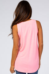 Neon Pink Basic Sleeveless Top