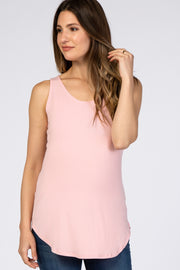 Light Pink Basic Sleeveless Maternity Top