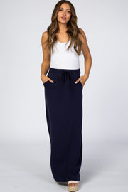 Navy Blue Maternity Maxi Skirt