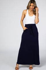 Navy Blue Maternity Maxi Skirt