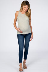 Grey Ribbed Maternity Tank Top