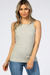 Grey Ribbed Maternity Tank Top