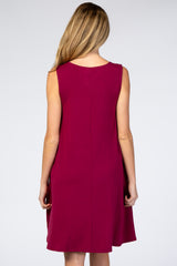 Burgundy Sleeveless Maternity Shift Dress