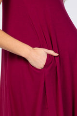 Burgundy Sleeveless Maternity Shift Dress