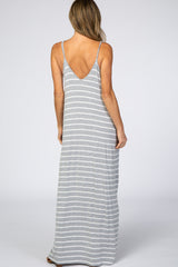 Heather Grey Striped Cami Strap Maxi Dress