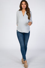 Light Grey V-Neck Maternity Blouse