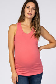 Coral Pink Racerback Maternity Tank Top