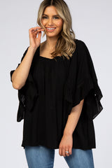 Black Embroidered Lace Detail Maternity Blouse