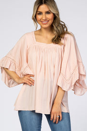 Light Pink Embroidered Lace Detail Blouse