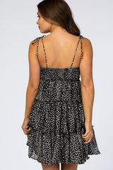 Black Animal Print Tiered Maternity Mini Dress