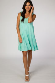 Mint Green Tiered Tie Sleeve Dress