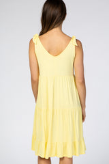 Yellow Tiered Tie Sleeve Maternity Dress