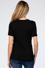 Black V-Neck Cuff Sleeve Maternity Top