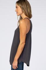 Charcoal Rounded Halter Neck Top