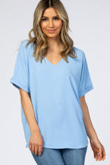 Light Blue V-Neck Blouse