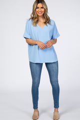 Light Blue V-Neck Blouse