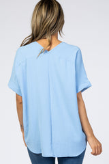 Light Blue V-Neck Blouse