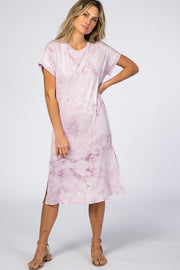 Lavender Tie Dye Short Sleeve Midi Dress