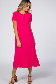 Fuchsia Side Slit Midi Dress