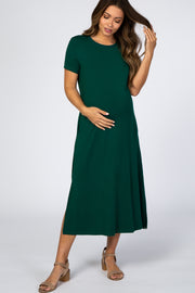 Forest Green Side Slit Maternity Midi Dress