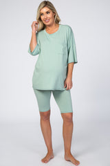 Mint Biker Short Maternity Sleep Set