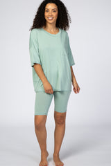 Mint Biker Short Maternity Sleep Set