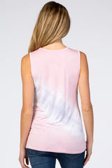 Pink Tie Dye Sleeveless Maternity Top