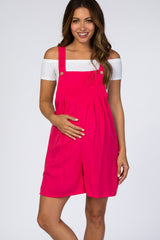 Fuchsia Maternity Short Overalls