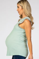 Mint Paisley Trim Maternity Sleeveless Top