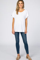 White Ruffle Trim Top