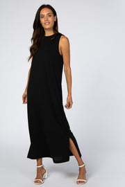 Black Sleeveless Side Slit Maxi Dress