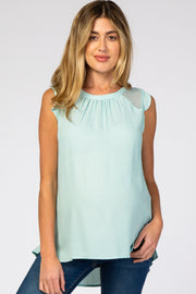 Mint Mesh Ruffle Sleeve Maternity Top