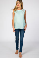 Mint Mesh Ruffle Sleeve Maternity Top