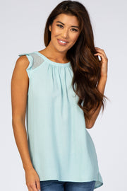 Mint Mesh Ruffle Sleeve Top