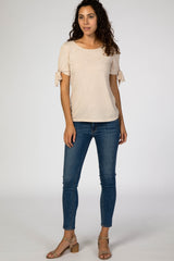 Taupe Short Tie Sleeve Top