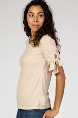 Taupe Short Tie Sleeve Top