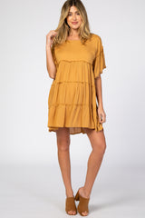 Mustard Tiered Maternity Mini Dress