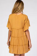 Mustard Tiered Maternity Mini Dress