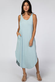 Light Blue Ribbed Maxi Dress