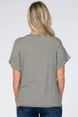 Black Striped V-Neck Maternity Top