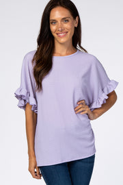 Lavender Textured Ruffle Sleeve Top