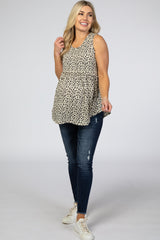 Taupe Animal Print Babydoll Maternity Tank Top