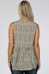 Taupe Animal Print Babydoll Maternity Tank Top