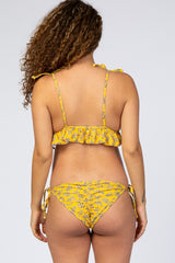 Mustard Floral Ruffled Maternity Bikini Set