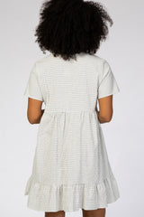 Ivory Grid Printed Ruffle Trim Dress