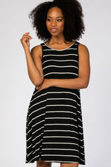 Black Striped Sleeveless Dress