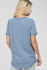 Blue Button Front T Shirt