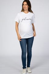 White "Girl Mama" Graphic Maternity Tee