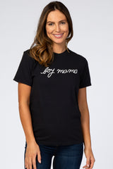 Black "Boy Mama" Graphic Maternity Tee